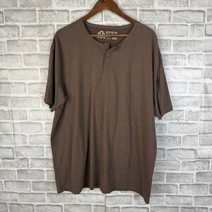 Into The AM Mens Henley Shirt Brown Short Sleeve Casual Tee Size 2XL